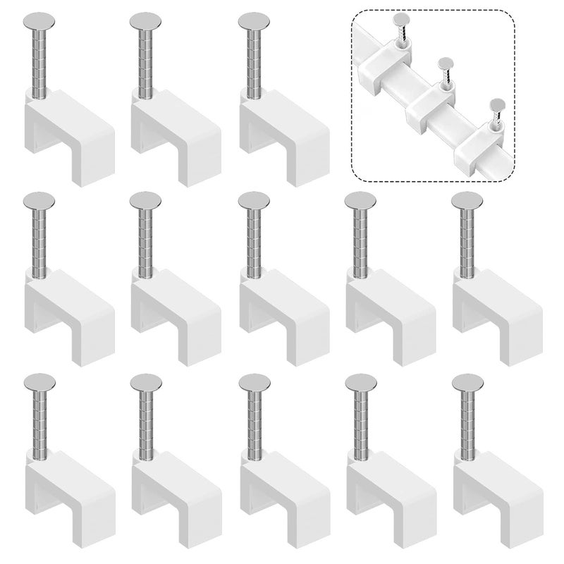 Easytle 300 Pcs 8mm Cable Clips Nail in Cable Clips Flat Ethernet Cable Wall Clips Cable Tacks Coax Cable Clip Speaker Wire Clips Cable Nails for Cords Cat5/Cat5e/Cat6/Cat7 RJ45 Cord Clips - Image 1